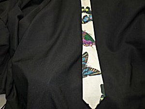 Vintage Mens Cotton Tie With Butterflies