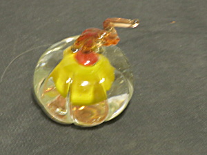 Miniature Pumpkin Figurine Hand Blown Cased Glass