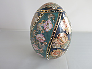 Hand Painted Porcelain Floral Gold Moriage Egg