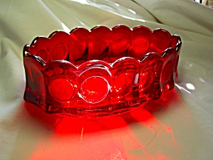 Fostoria Red Coin Glass Oval Bowl