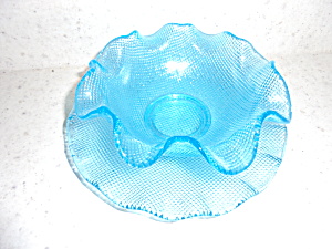 Blue Block Weave Glass Mayonaise Bowl Plate