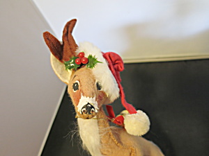 Annalee Doll Reindeer Deer Santa Hat Bell 1989