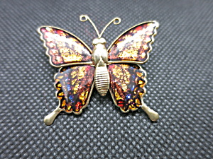 Interper Taiwan Butterfly Pin Brooch Multiple Color Gold Tone