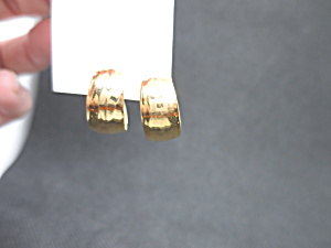 Napier Textured Hoop Screw Back Earrings Gold Tone Signed