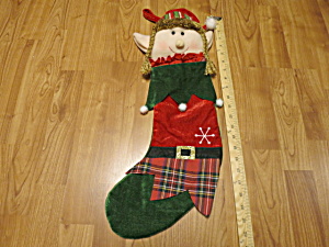 Vintage Elf Christmas Stocking 23 Inches