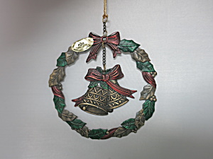 Vintage Russ Wreath With Bells Christmas Ornament