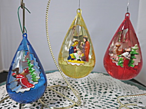 Vintage Jewelbrite Tear Drop Nativity Plastic Christmas Ornaments