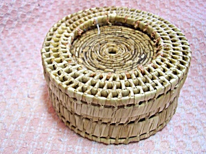 Basket Weave Coaster Set With Sea Shells