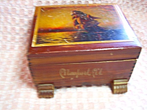 Wood Souvenir Box Newport Vt Sailboat Litho