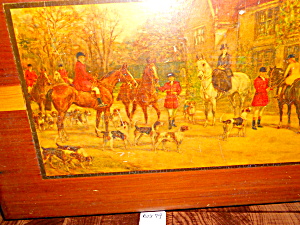 Wood Box Dovetail With English Hunting Scene