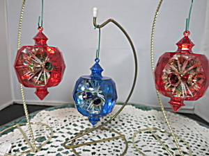 Vintage Jewelbrite Plastic Christmas Ornaments Diorama Finial
