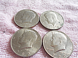 Kennedy Half Dollar Set Of 4 1980p