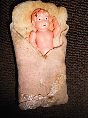 Celluloid Baby Doll In Bunting