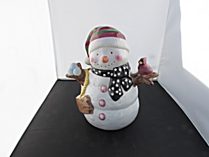 Jay Imports Snowman Cookie Jar Cardinal Snow Balls