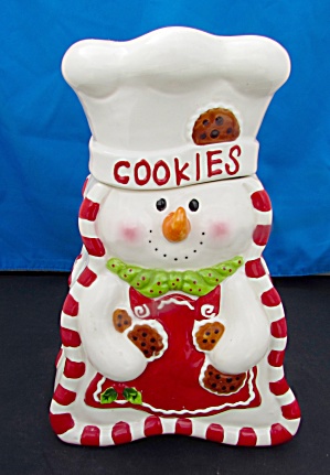 Snowman Chef Cookie Jar Apron Cookies Peppermint