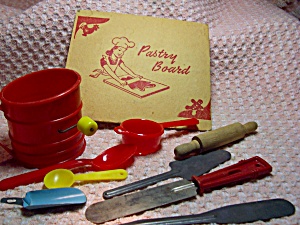 Vintage Toy Baking Set Pastry Board Rare