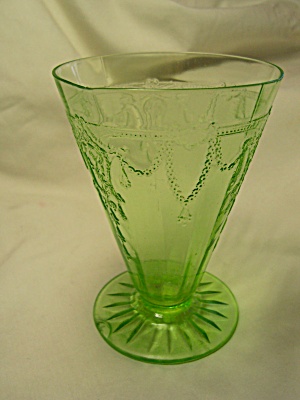 Green Depression Glass Cameo Footed Tumbler