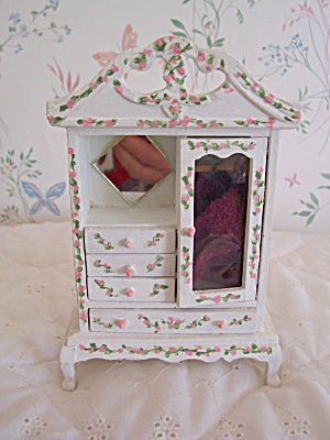 Dollhouse Wood Armoire Painted
