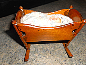 Doll House Rocking Cradle W/baby