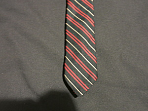 Rooster Ruffler Neck Tie Striped Black Red Tan