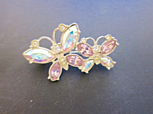 Avon Butterfly Pin Brooch Silver Tone Glass