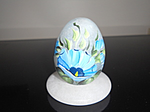 Floral Hand Painted Egg With Ring Stand Base