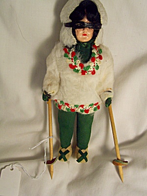 Vintage Skier Doll Hard Plastic 8 Inch 1960s