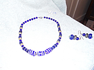 Blown Art Glass Cobalt Blue Bead Necklace Set
