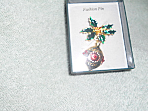 Mi Fashion Pin Poinsettia Bulb Ornament Mib