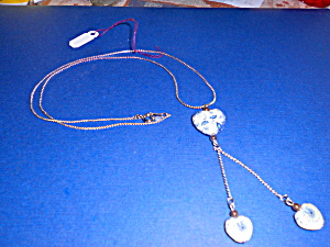 Blue Heart Necklace Silver Chain 17 Inch