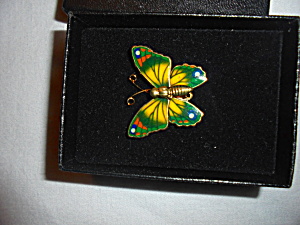 Vintage Ronte Butterfly Pin Gold Tone In Box