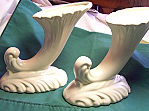 Haeger Pottery Cornucopia Vase Set Of Two