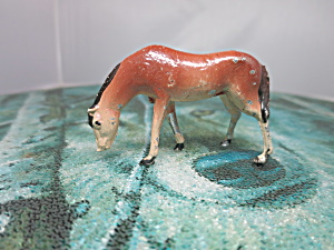 Vintage Lead Metal Horse Grazing Figurine Toy Made In France