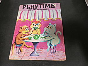 Vintage Playtime Coloring Book Three Cats Tea 1950s