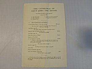 The Cathedral Of Saint John The Divine Bulletin New York 1940