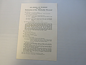 An Order Of Worship For The Dedication Of The Methodist Hymnal
