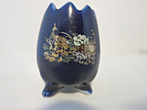 Vintage Cobalt Blue Peacock Toothpick Holder Footed