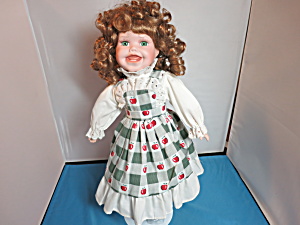 Kimberly Collection Porcelain Girl Doll Apple Dress 17 Inch