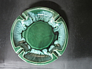 Vintage Green Drip Glaze Ashtray Usa 8 Inch Round