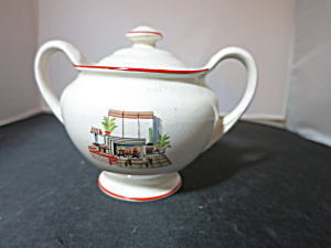 Universal Potteries Camwood Ivory Sugar Bowl With Lid And Handles