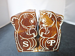 Vintage Wooden Squirrel Salt Pepper Shakers Cowell Redwood State