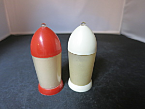 Vintage Plastic Rocket Salt And Pepper Shakers