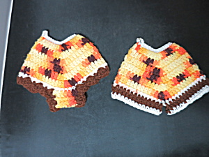 Vintage Crochet His And Hers Pants Pot Holders Hot Pads