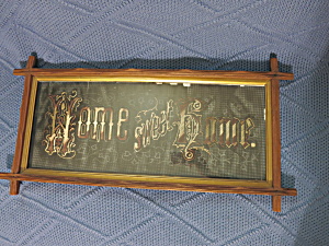 Antique Criss Cross Frame Home Sweet Home Needlepoint Sampler