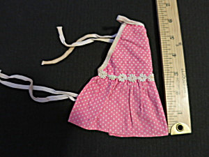 Vintage Doll Sun Dress Pink White Polka Dots Daisy Lace Trim Ties