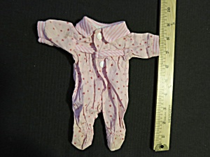 Vintage Doll Pajamas Pink With Pink Stars And Pink White Striped