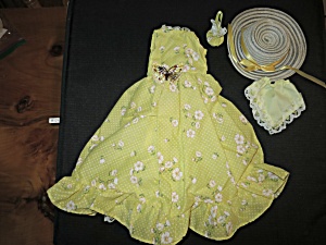 Floral Dotted Swiss Dress Silk Butterfly Applique 15 Inch 5pc Set