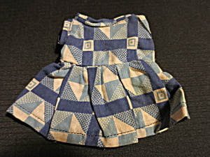 Vintage Doll Dress Abstract 5 Inch Blue And White