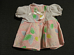 Vintage Doll Dress Pink With Leaves Adorable