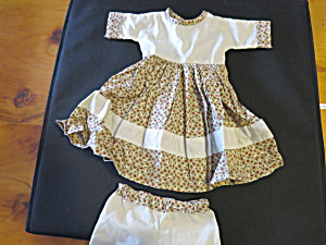 Vintage Doll Dress And Bloomers Calico Floral Print Adorable